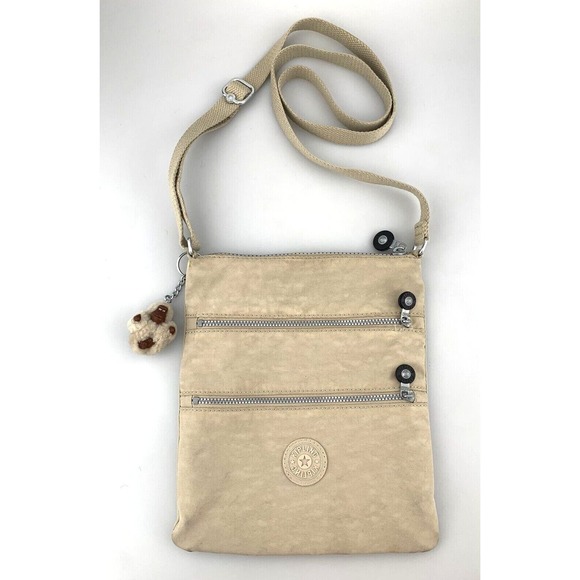 Kipling Alvar Crossbody Nylon Purse Tan Beige Shoulderbag Bag Slim AC7905-283 - Picture 1 of 9
